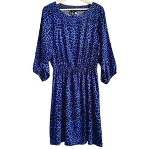 H&M Leopard Print Flowy Mini Dress Blue & Black Sz 6